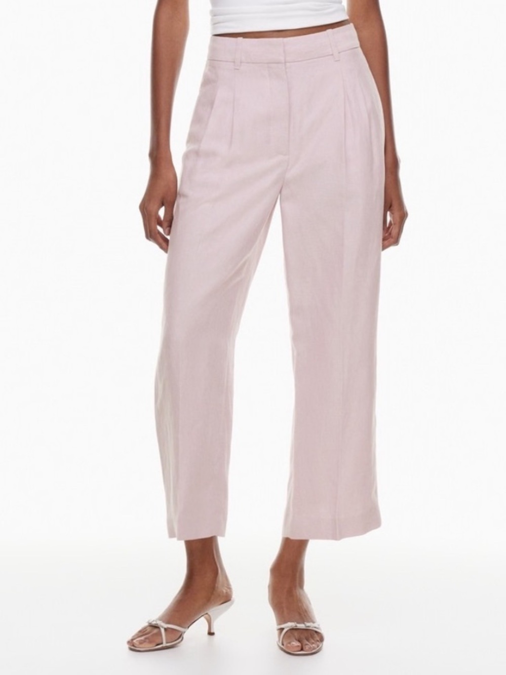 Aritzia Wilfred The Effortless Pant Cropped Crepette Sz 10 Lavender High Waist